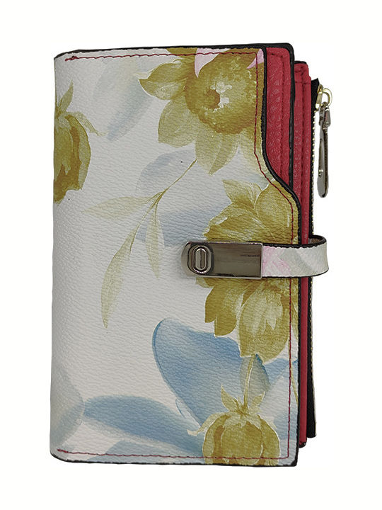 Women's Wallet Flowers Medium Closes Magnet Red