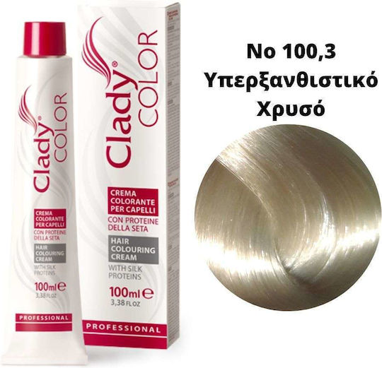 Clady Color Vopsea De Păr Proteine De Mătase Nr 100,3 Blond Argintiu Deschis 100ml