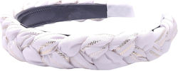 Hair Headband Braid Gold Details White