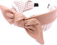 Schwarzes Stirnband aus Lederimitat mit Karomuster Beige