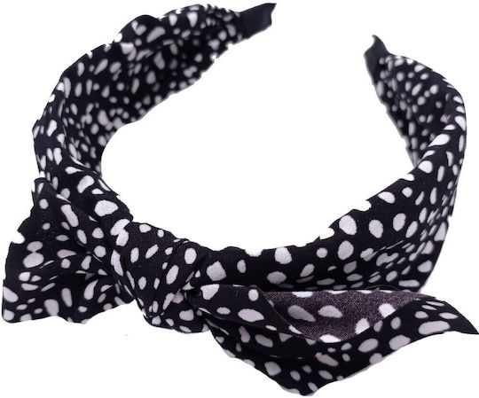 Bentiță Animal Print Din Material Textil Cu Fundă Neagră