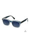 Ghetto Unisex Sunglasses with Blue Horn-Rimmed Frame and Blue Lens