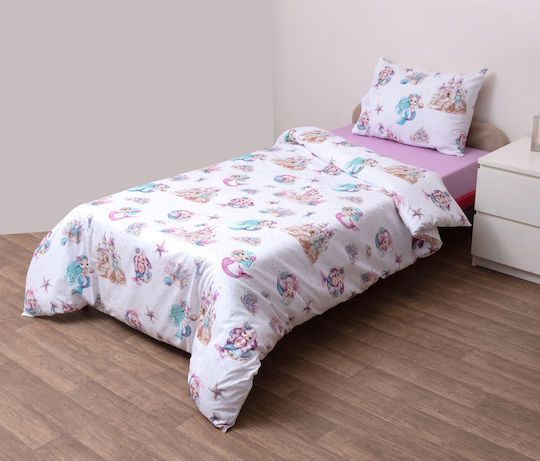 Viopros Set Cearceafuri Single Bumbac Alb 160x260cm 3 Bucăți