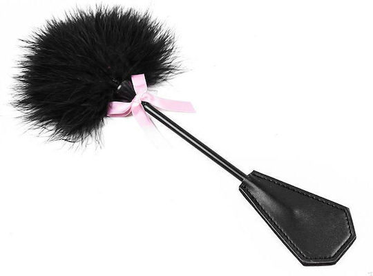Fetish Addict Feather Tickler + & Paddle Black 29cm Ραβδι Πουπουλα Μαυρο
