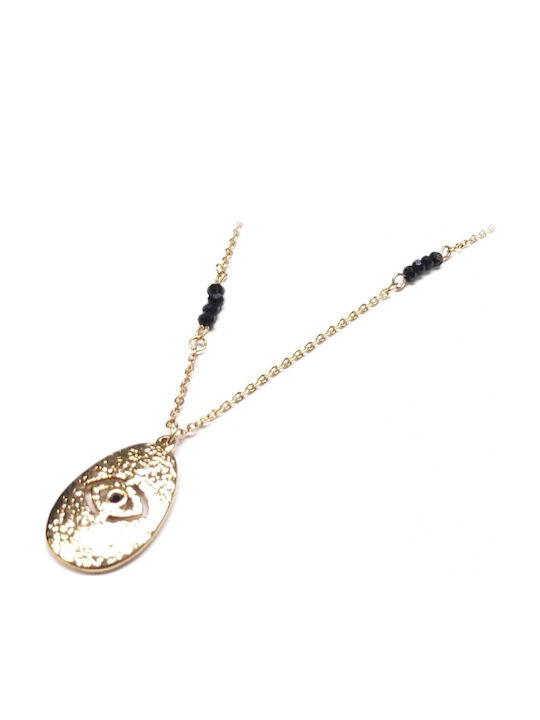 Karmafashion Damen Halskette Stahl 316l Kette Auge Goldfarben