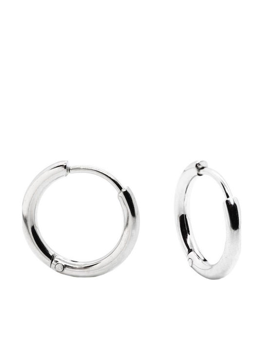Σκουλαρίκι Αυτιού Ατσάλι Κρικάκι Huggie Πάχους 2mm Διάμετρο 10mm Ασημί