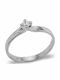 Single Stone Ring White Gold 9 Carats Zircon Stones