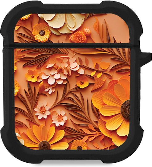 Caz Din Silicon Sonique Seria 3d Flower AirPods 1/2 Portocaliu