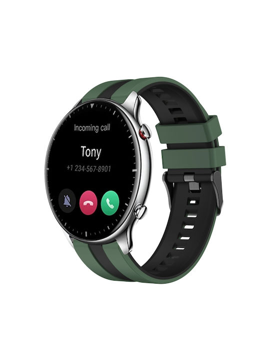 Amazfit GTR 2 22mm Curea Sport Dublă Culoare din Silicon pentru Ceas Verde Olive+Negru
