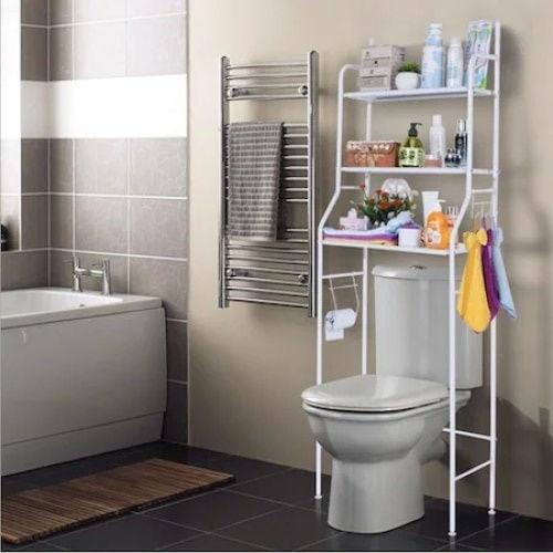Floor Bathroom Shelf Metallic 160x47x25cm White