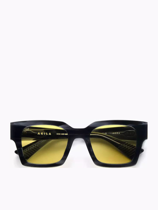 Akila Aura Men's Sunglasses with Brown Tartaruga Horn-Rimmed Frame and Transparent Lenses