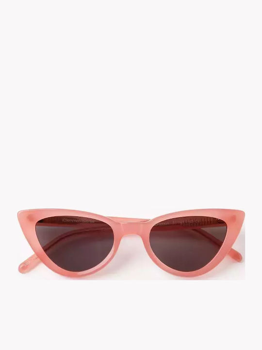 Cs009 Women's Sunglasses with Horn-Rimmed Frame Transparent Peach / Gray