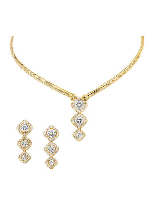 Xrisokosmima Комплект с Колие & Обеци от Злато 14K