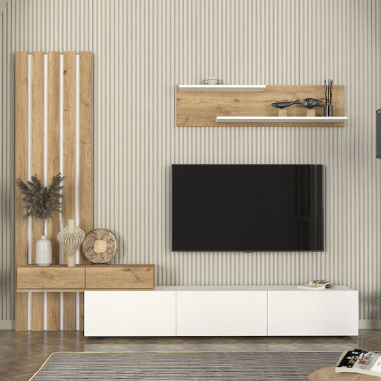 Животно помещение ТВ единица Rosaline Λευκό - Sepet Oak Д233xШ31.3xВ196.8бр