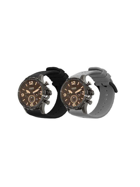 Комплект от 2 Каишки Kwmobile Fossil Q Machine Черен Сив Силикон Kwm0000253o002c