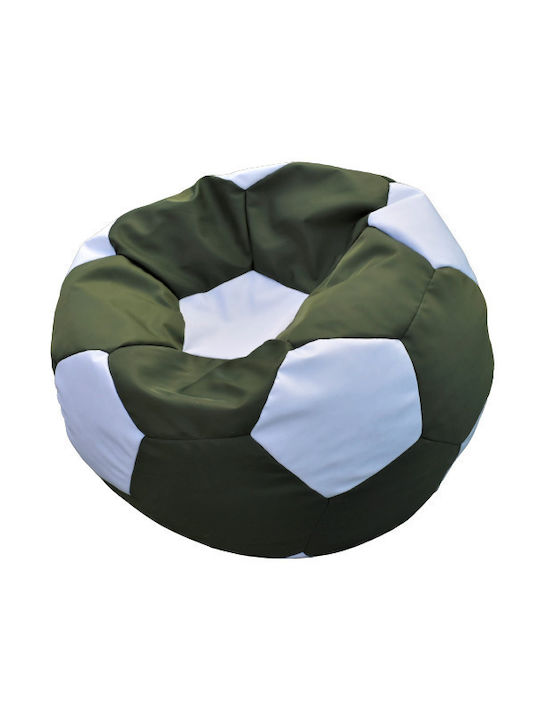 Pouf Ball Sessel 90x90x60 Grüne Weiße Stoff Wasserdicht