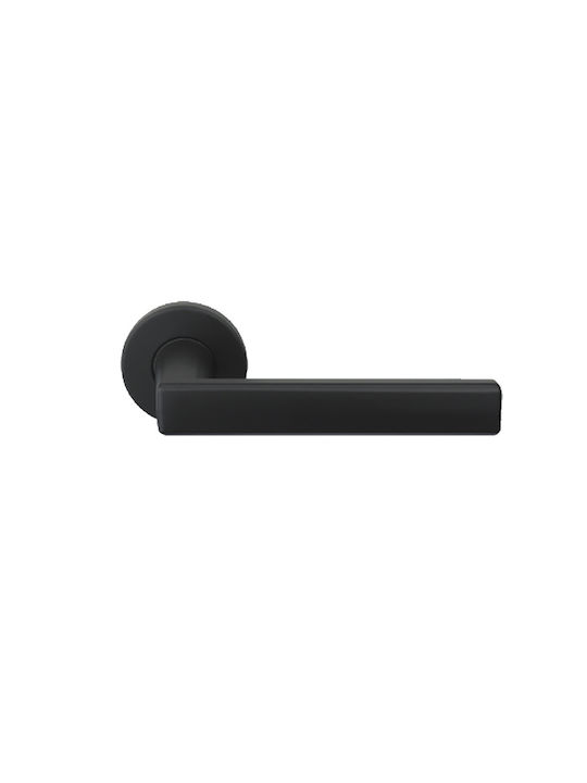 Middle Door Lever Rosette Arieni Ponza Pair Black Matt