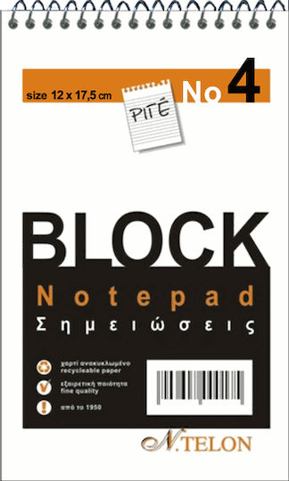 Ntelon Notizblock Spirale 50 Blätter Geregelt