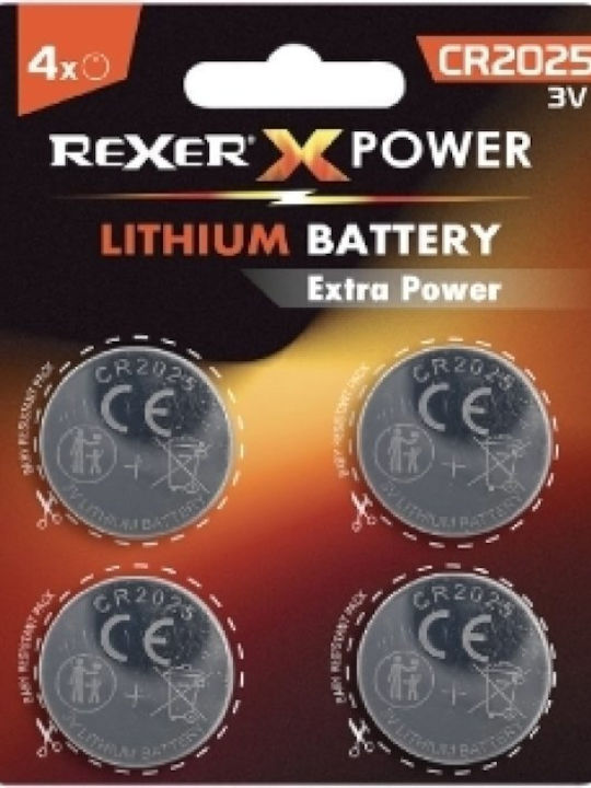 Rexer Rexer Rxba2-20254p Μπαταρίες Λιθίου Ρολογιών CR2025 3V 4τμχ