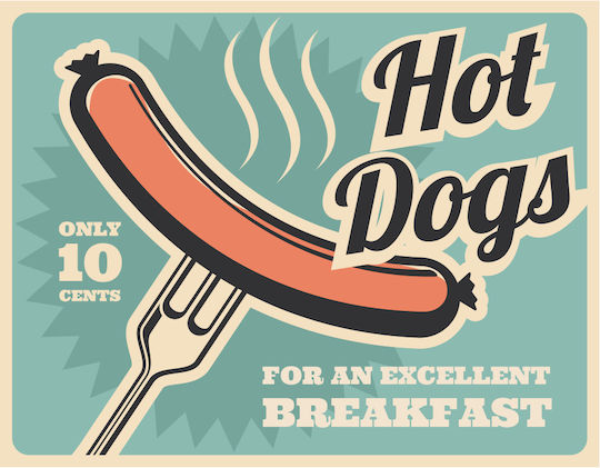 Wanddekoration Unterschrift "hot Dogs" 20x15,5