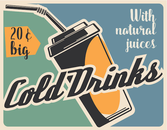Decorative Sign "cold Drinks" 20x15.5
