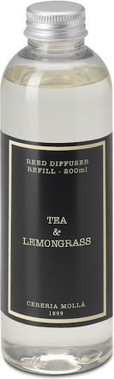 Ersatz Raumduft Sticks Tee & Lemongrass 200ml Schwarze 4.5x4.5x15.50 Cereria Molla