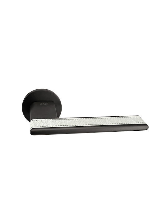 Türgriffe Rosette Zb Yalis 84267 Satinierte Schwarz Nickel Weiß Leder Links Sicherheit Zylinderschloss