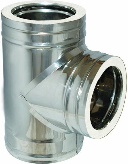 Tee Pipe 90 Degrees Double Wall Inox Chimney Pipe Diameter 180-230 mm Aisi 304 Ba Airduct Hellas