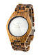 Daponte Men's Watch 45mm Battery with Beige Wooden Bracelet