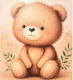 Wooden Printed Bear Frame Suitable for Baptismal Candle and Suitcase Decoration 15x13cm 1 Piece