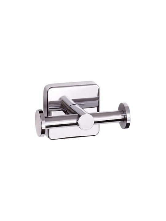 Karag Quattro Double Bathroom Hook With Screws 9x5.5cm Inox Silver