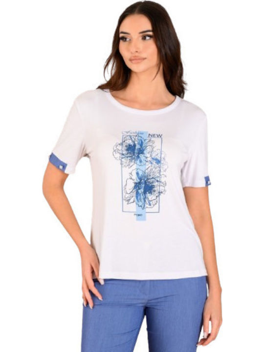 Derpouli Women's Blouse Short Sleeve White