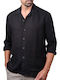 Μακρυμάνικo Λινό Overshirt Μαύρο