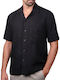 Μακρυμάνικo Λινό Overshirt Μαύρο