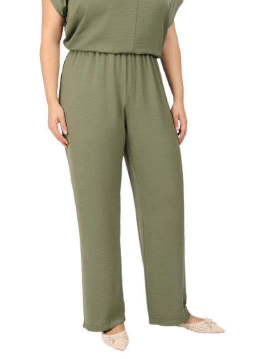 Dina Women's Fabric Trousers with Elastic Olive
