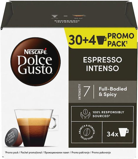 Nescafe Капсули Еспресо Интенсо Съвместими с Машина Dolce Gusto 34 броя