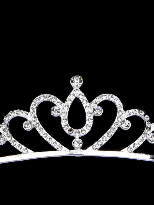 Silver-Plated Children's-Teen Tiara Crystals Bridesmaid Morgane Design Diameter 13cm X Height 3cm