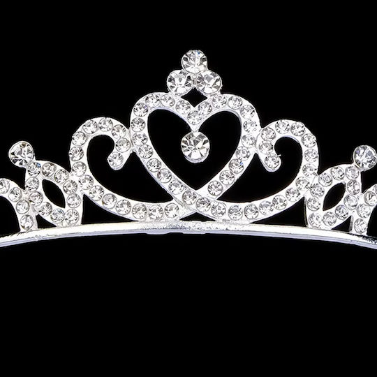 Silver Plated Children's-Teen Tiara Crystals Flower Girl Carrie Design Diameter 12cm X Height 3cm