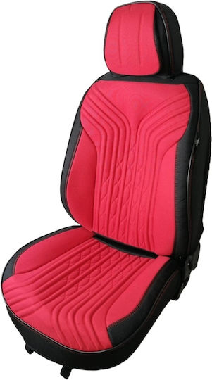 Deluxetuning Set Universal De Huse Scaune Auto Material Textil Negru Roșu Față-spate Bancă Divizată