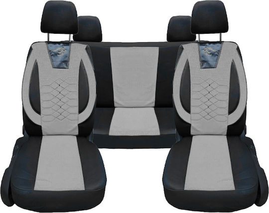 Universal Car Seat Cover Set Front-rear Textile Material Black Gray