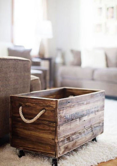 Wooden Decorative Chest Wheels 0.35x0.20x0.20