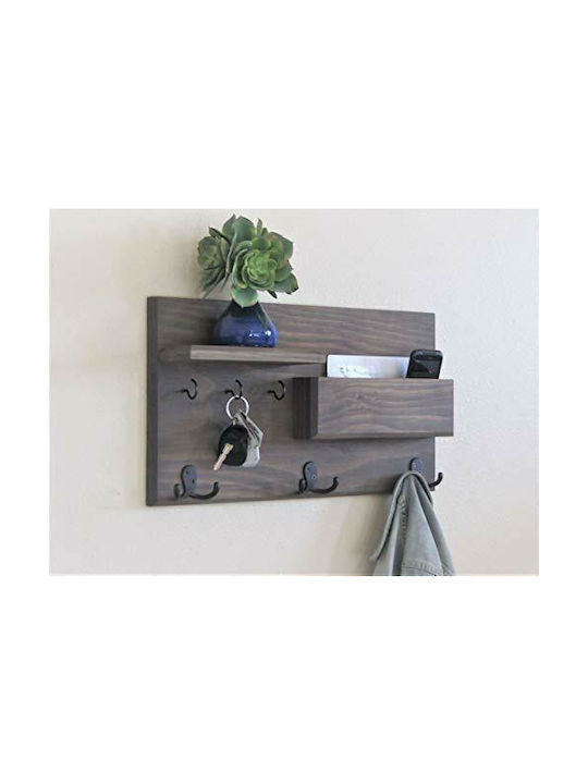 Wooden Wall-Mounted Key Holder-Rack Φ0.10 x L0.40 x H0.26