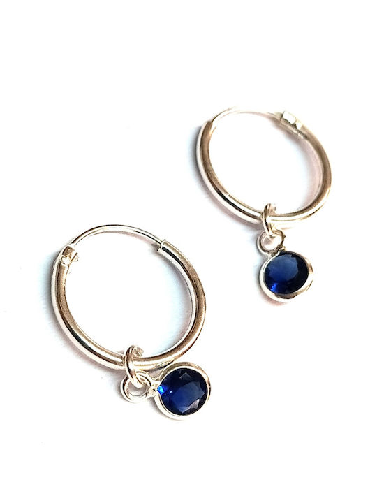 Amalfi Accessories Σκουλαρίκια Κρίκοι από Ασήμι με Πέτρες