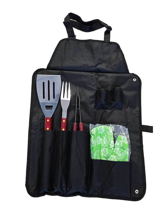 Σετ 7 Ανοξείδωτων Εργαλείων Bbq Ποδιά