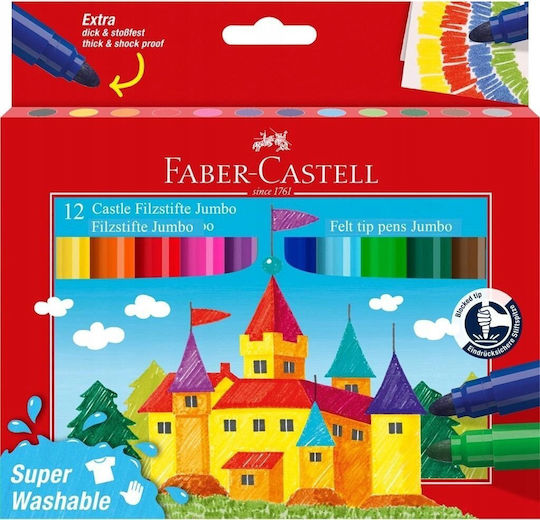Faber-Castell Waschbare Zeichenmarker Dicke Set 12Stück