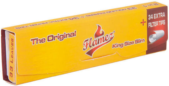 Flamez Cigarette Rolling Papers Slim King Size with Cone Tips 33 sheets 1pcs