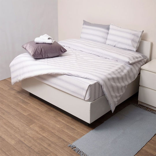 Anna Riska Premium Σετ Σεντόνια Ημίδιπλα με Λάστιχο 120x225+25εκ. Grey (3τμχ)