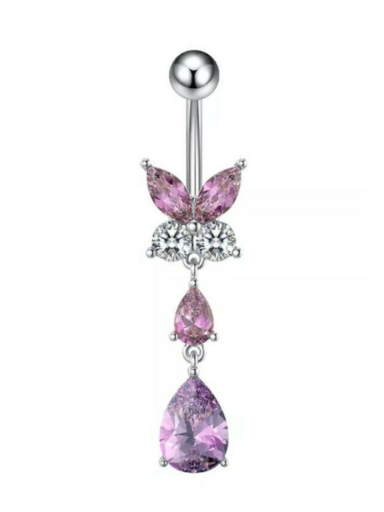 Amalfi Accessories Bauchnabel Piercing aus Stahl Lila