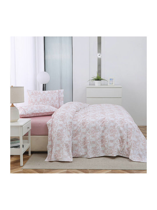 Liolios Home Sheet Sets Queen 245x270cm. Pink 4pcs