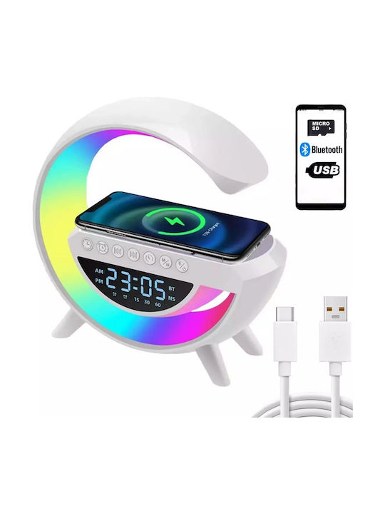 Ceas De Masă Digital Led Cu Ceas Deșteptător Radio Și Încărcare Wireless Multicolor 27276V